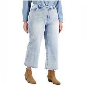 NEW Style & Co. Women's Cropped Wide-Leg Jeans Flyaway Wash Plus Size 24W
